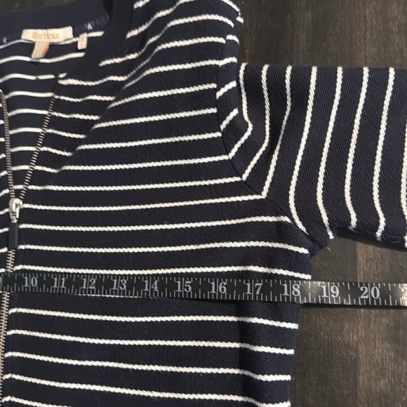 Barbour Navy Stripe Causeway Overlayer Full Zip  Nautical Sweatshirt Size 8 - Picture 5 of 7